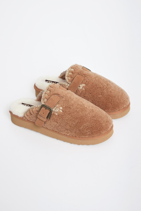Klapki damskie skórzane Curly clog eskimo MOU
