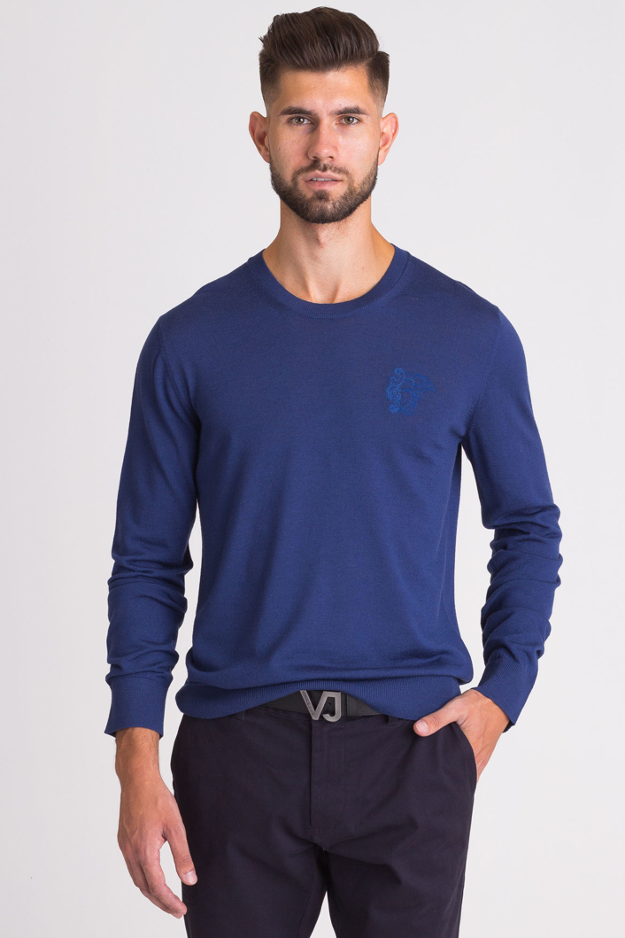 NIEBIESKI SWETER VERSACE COLLECTION Niebieski Regular V700825/VK00299 ...