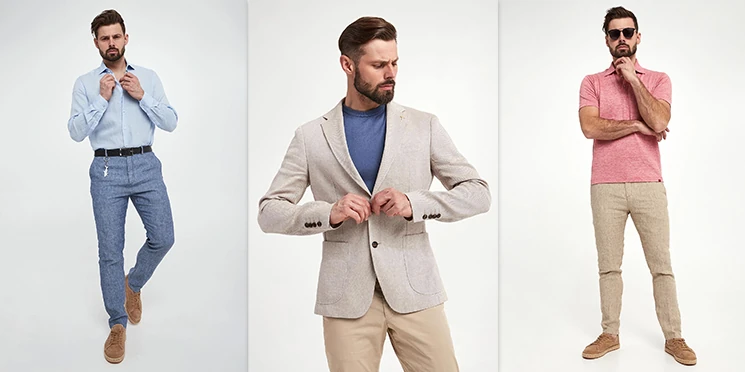 Letnie luksusowe lniane ubrania dla mężczyzn z klasą