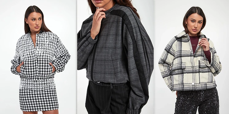 Kurtki i płaszcze w kratę damskie
