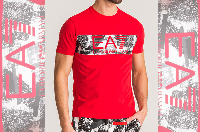 czerwony t-shirt EA7