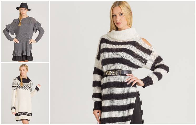 Look w stylu gwiazdy – swetrowa sukienka