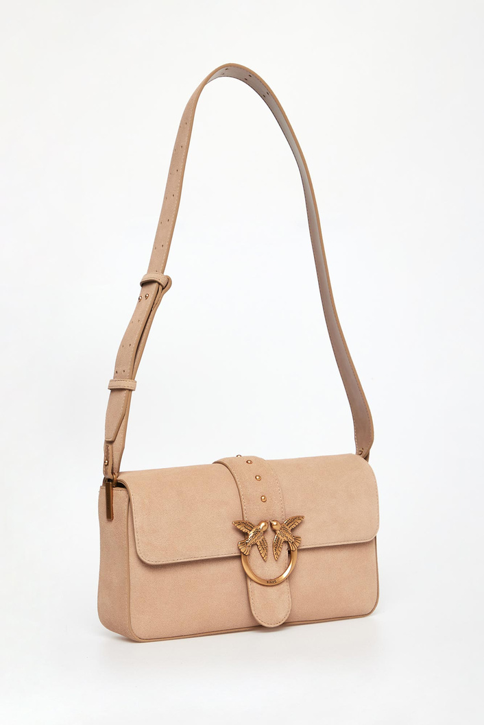 Torebka damska zamszowa skóra Love One Classic Slouchy Suede PINKO