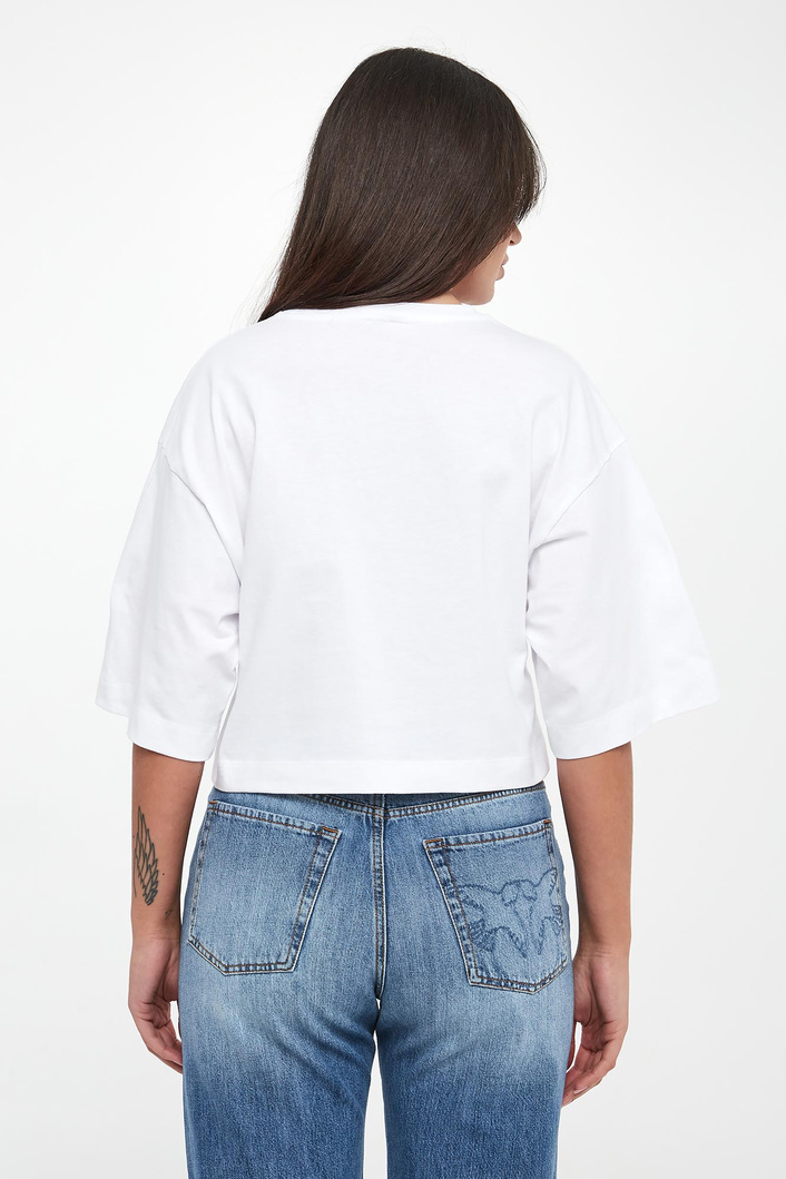 T-shirt damski z logo Borghetto PINKO