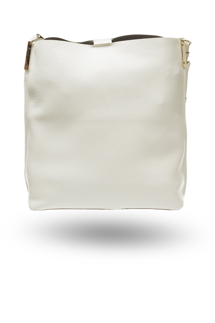 Kremowa shopperka skórzana TWINSET