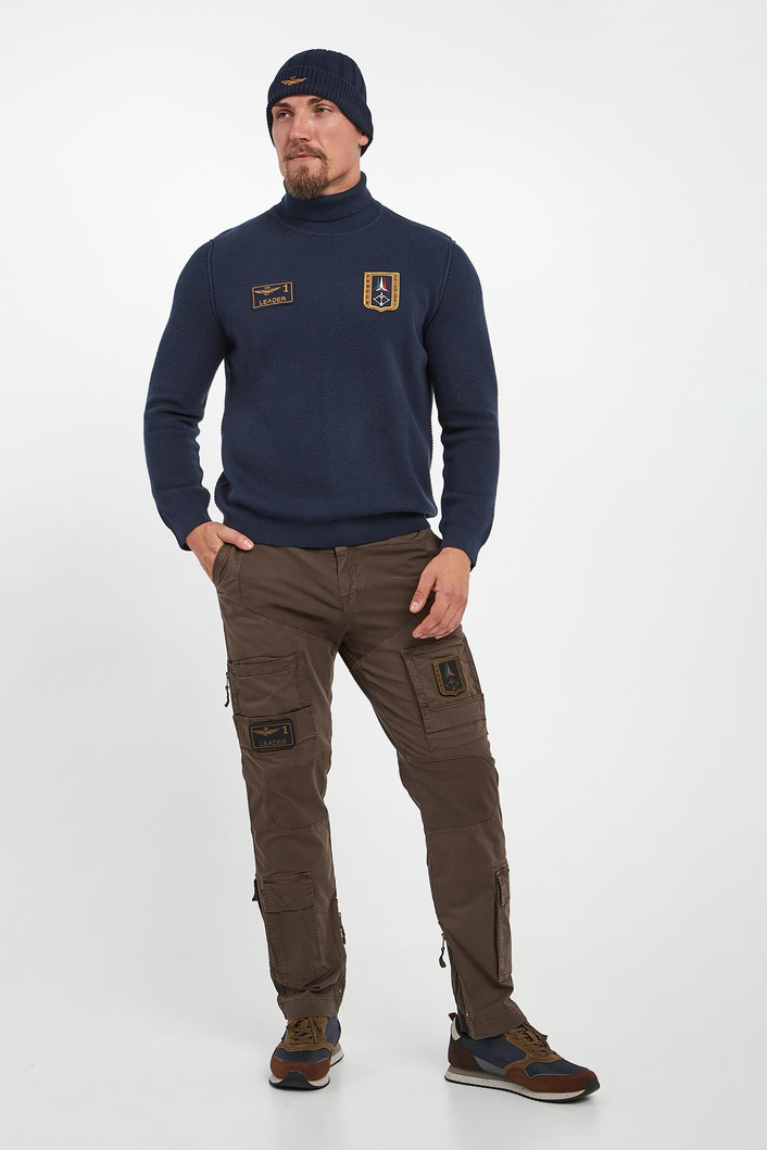 Sweter męski wełniany z golfem AERONAUTICA MILITARE