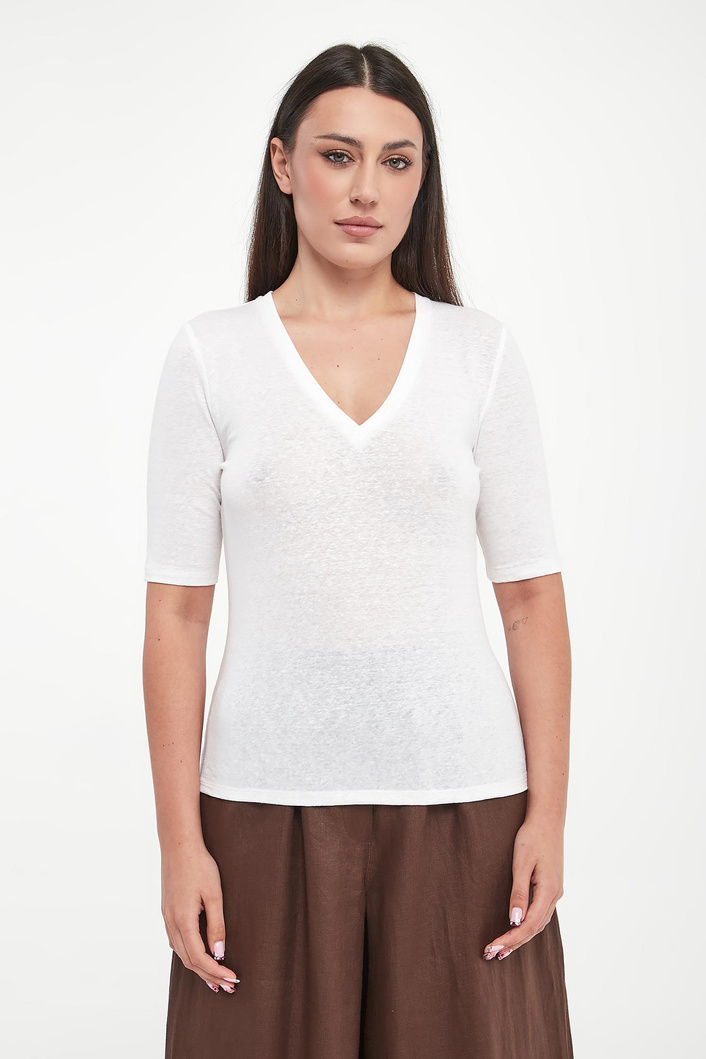 T-shirt damski lniany Opzione WEEKEND MAX MARA