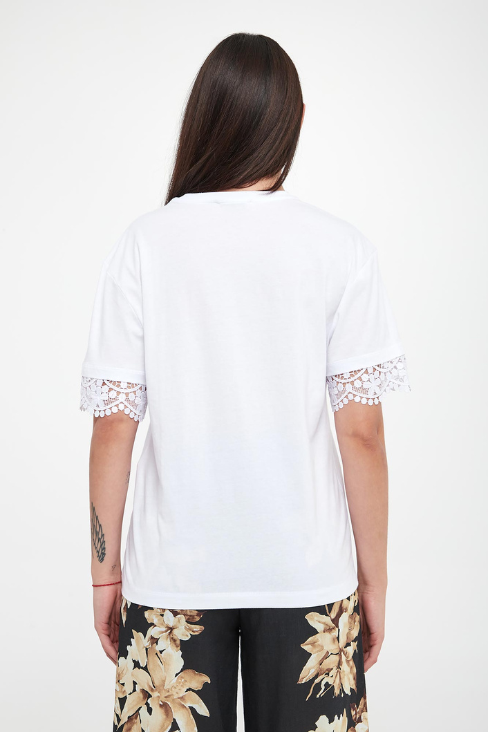 T-shirt damski z koronką TWINSET