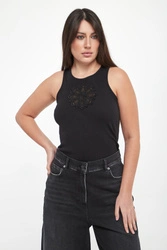 Top damski prążkowany z haftem TWINSET