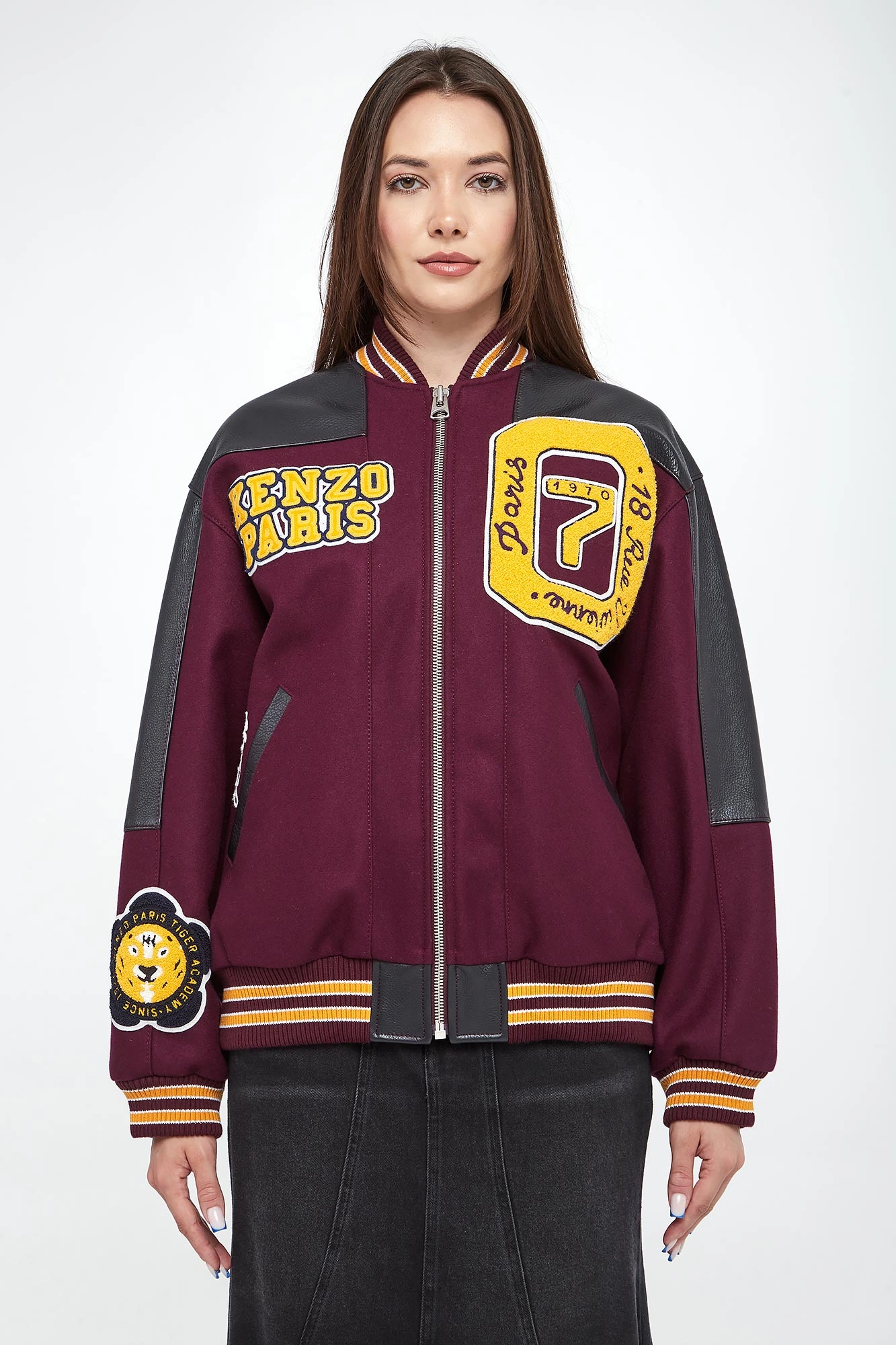 KENZO｜ (FF5 5SW265 4MF 67) Kurtka damska wełniana KENZO Bordowy Oversize FD62BL177/86