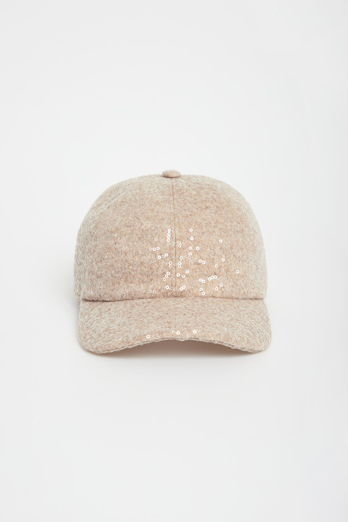 Czapka damska z daszkiem cekinowa PESERICO