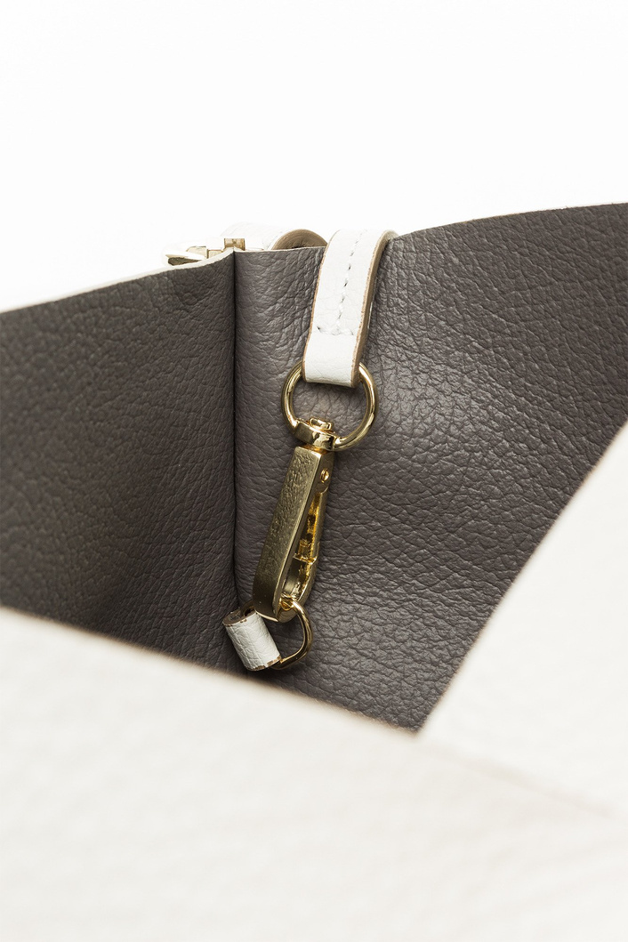 Kremowa shopperka skórzana TWINSET