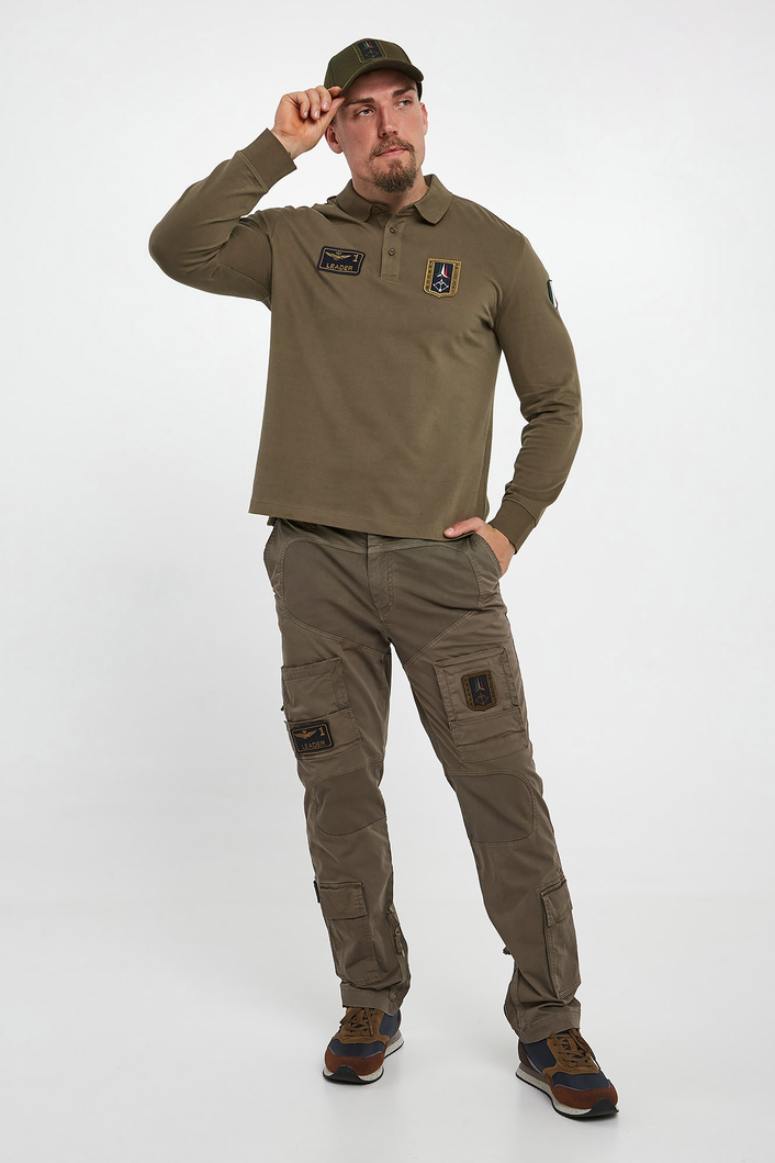 Longsleeve męski z kołnierzem polo AERONAUTICA MILITARE