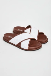 Klapki damskie skórzane Peonie MAX MARA BEACHWEAR