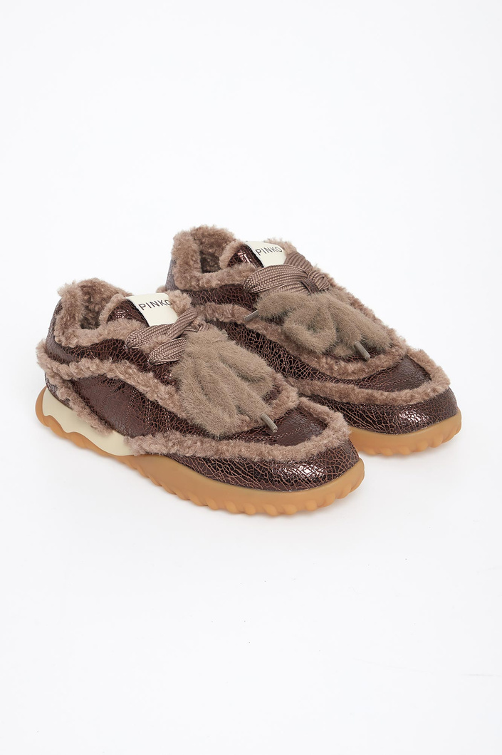 Sneakersy damskie z futerkiem PINKO