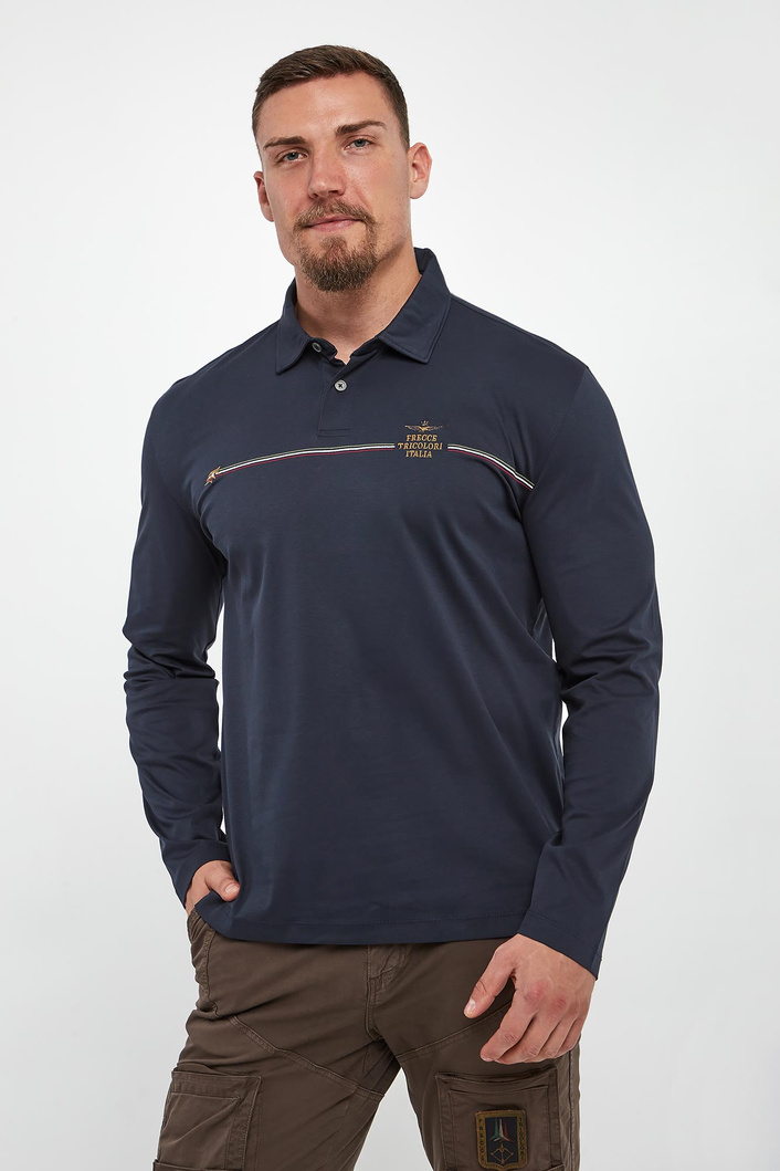 Longsleeve męski z kołnierzem polo AERONAUTICA MILITARE