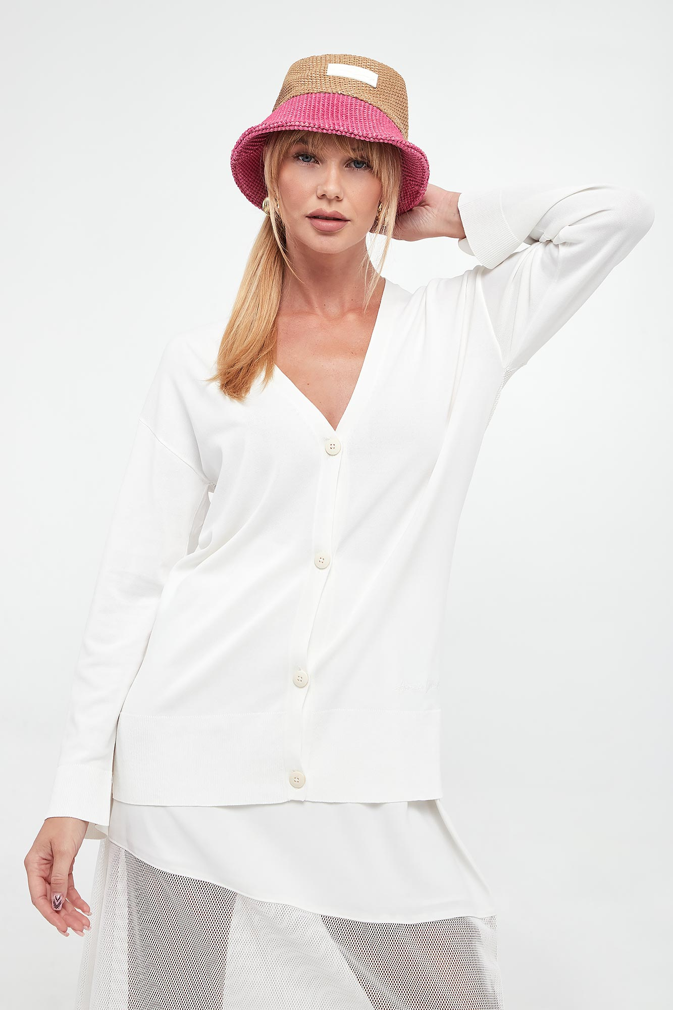 Kardigan damski ARMANI EXCHANGE Biały Relaxed