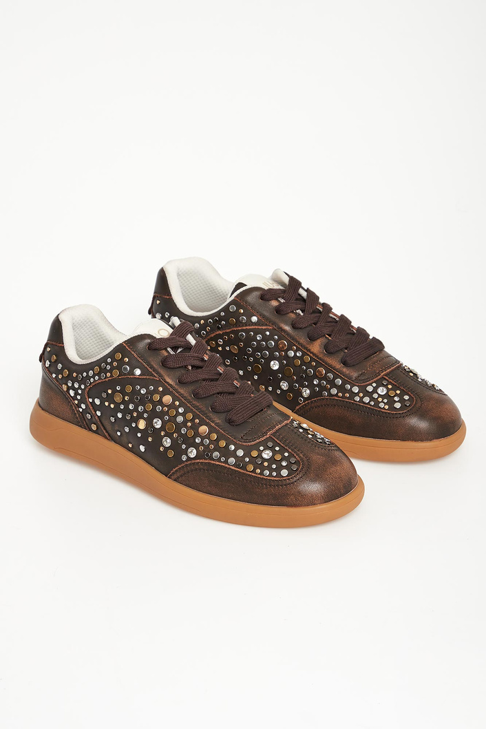 Sneakersy damskie skórzane z dżetami Connor 06 LIU JO