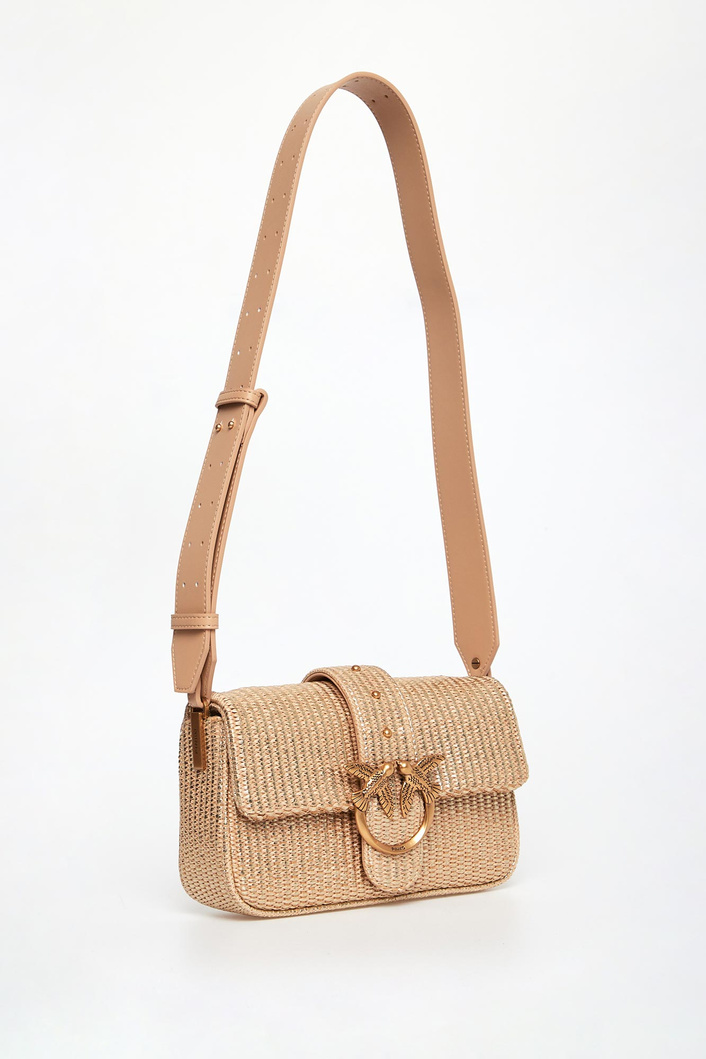 Torebka damska Love One Mini Slouchy Rafia Laminata PINKO