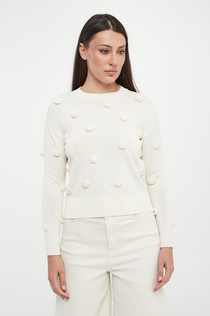 Sweter damski z różami Euforico MARELLA MONOCHROME