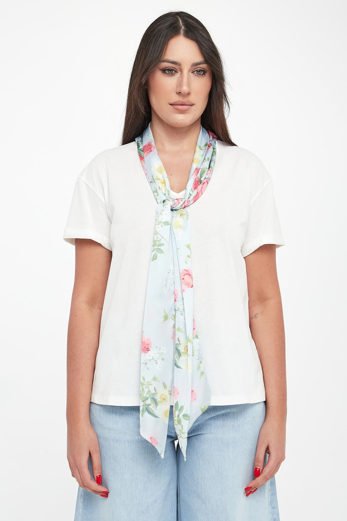 T-shirt damski z szarfą w kwiaty LIU JO
