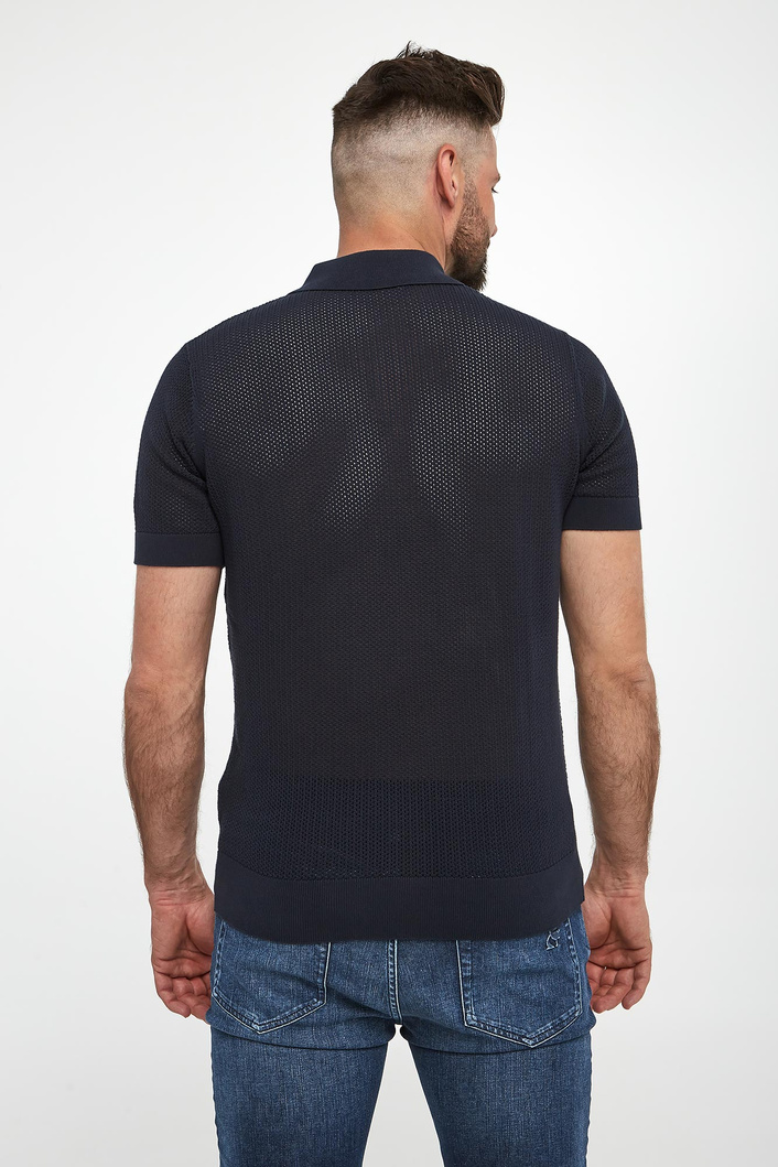 Polo męskie z dzianiny ażurowej KARL LAGERFELD