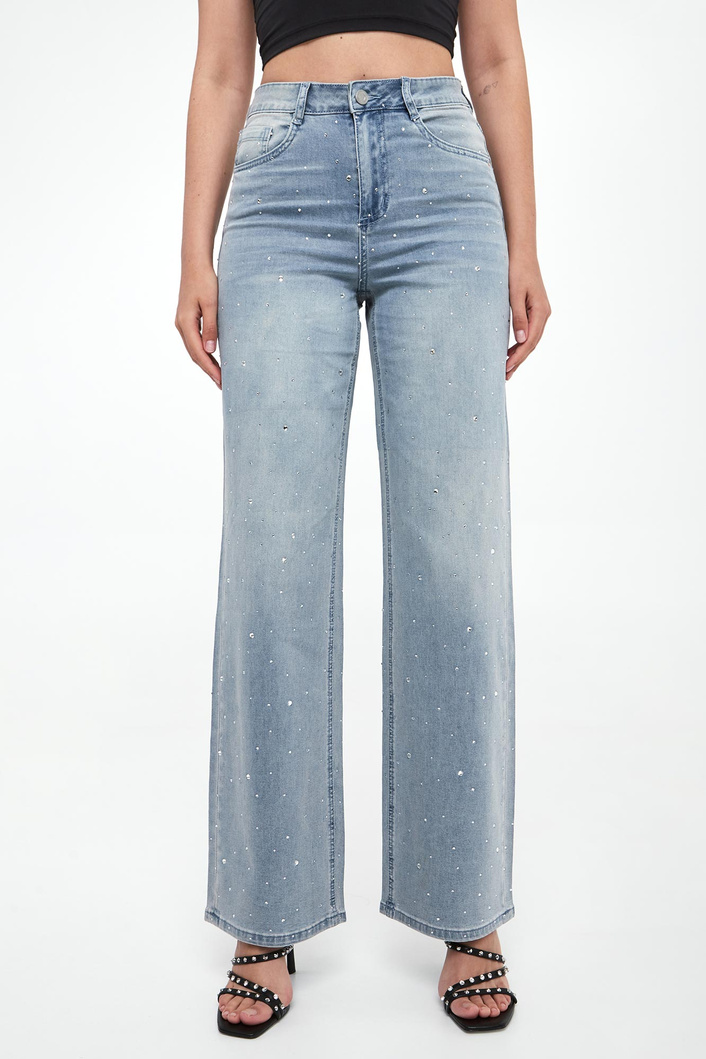 Jeansy damskie z kryształkami JOSEPH RIBKOFF