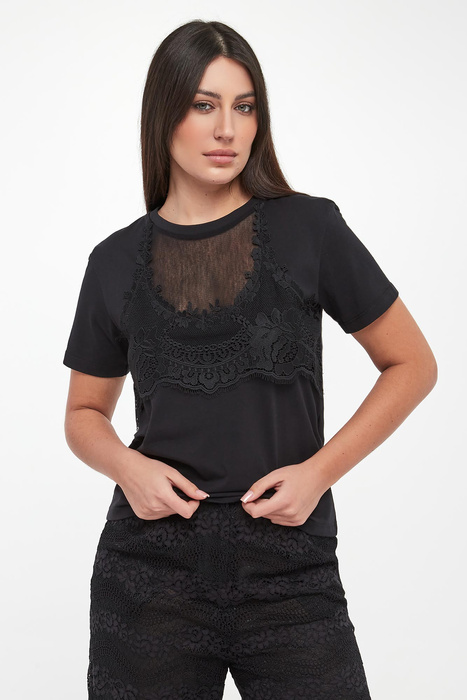 T-shirt damski z koronką TWINSET