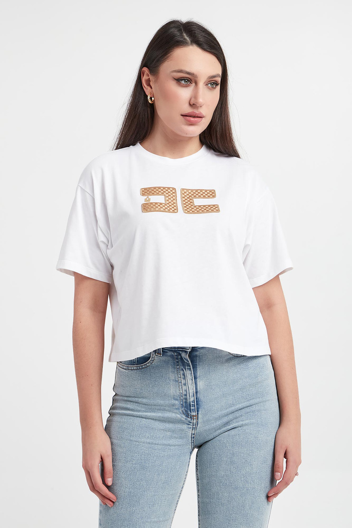 T-shirt damski cropped ELISABETTA FRANCHI