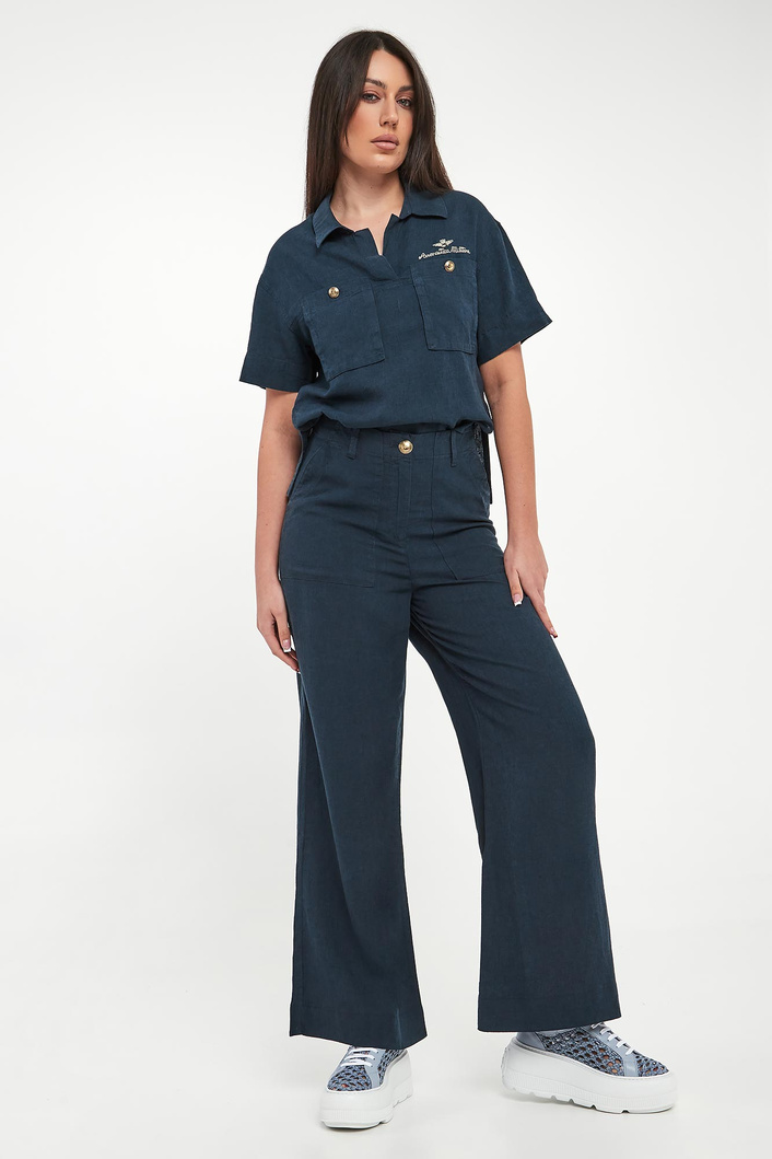 Spodnie damskie lniane AERONAUTICA MILITARE