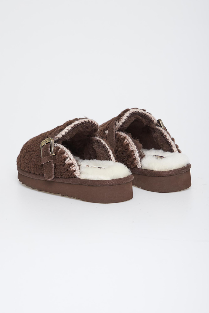 Klapki damskie skórzane Curly clog eskimo MOU