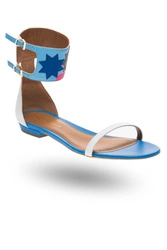 Białe skórzane sandały Emporio Armani z kolorowymi zdobieniami