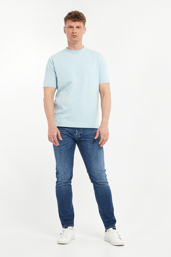 T-shirt męski z tłoczonym logo KARL LAGERFELD