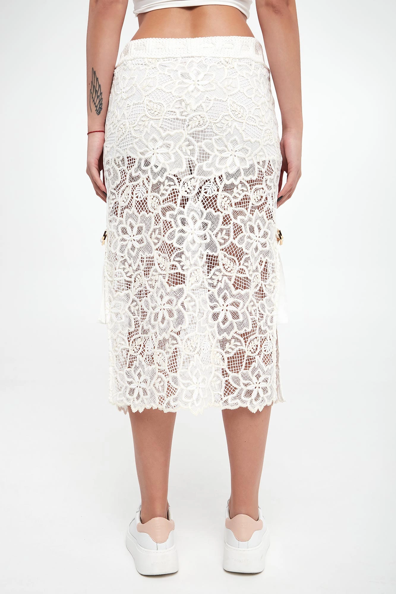 ERMANNO FIRENZE スカート Spódnica damskia koronkowa ERMANNO FIRENZE Ecru Regular