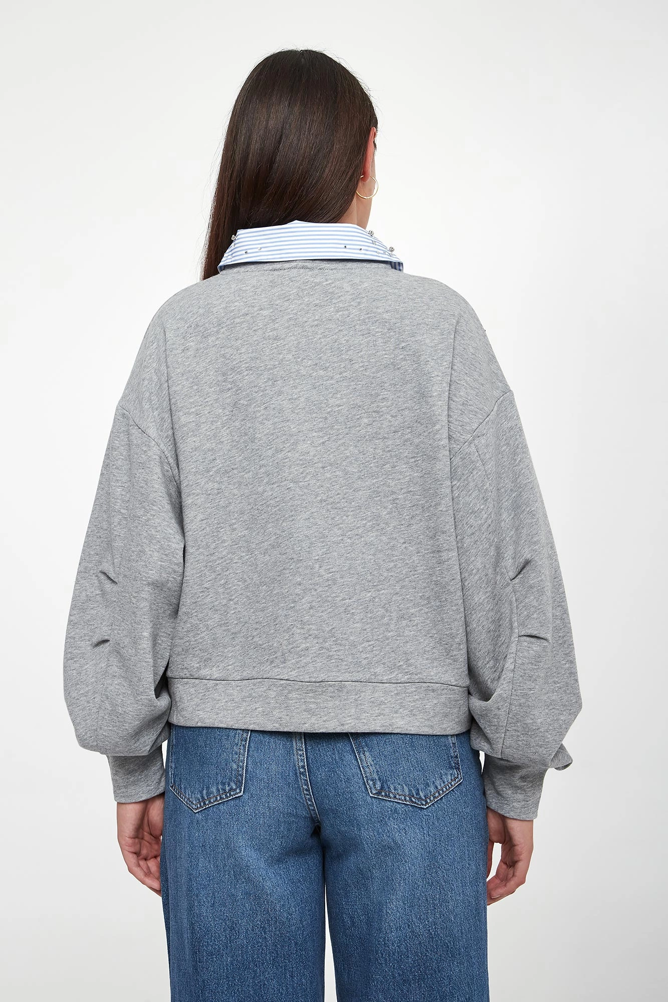 Bluza damska z odpinanym kołnierzykiem LIU JO Szary Regular