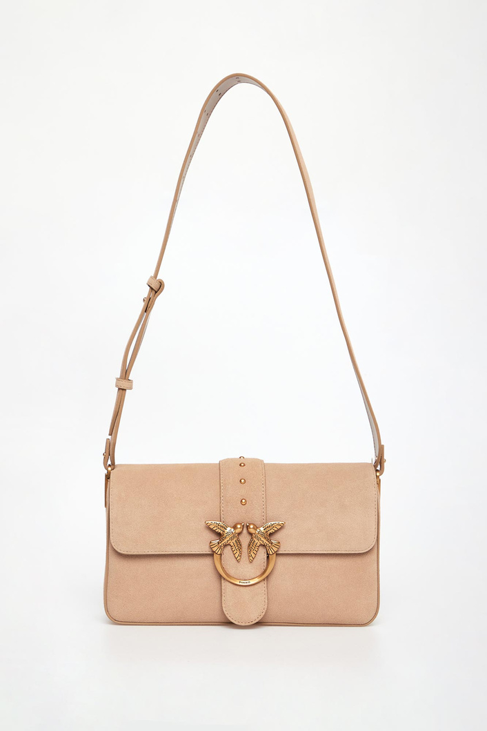 Torebka damska zamszowa skóra Love One Classic Slouchy Suede PINKO