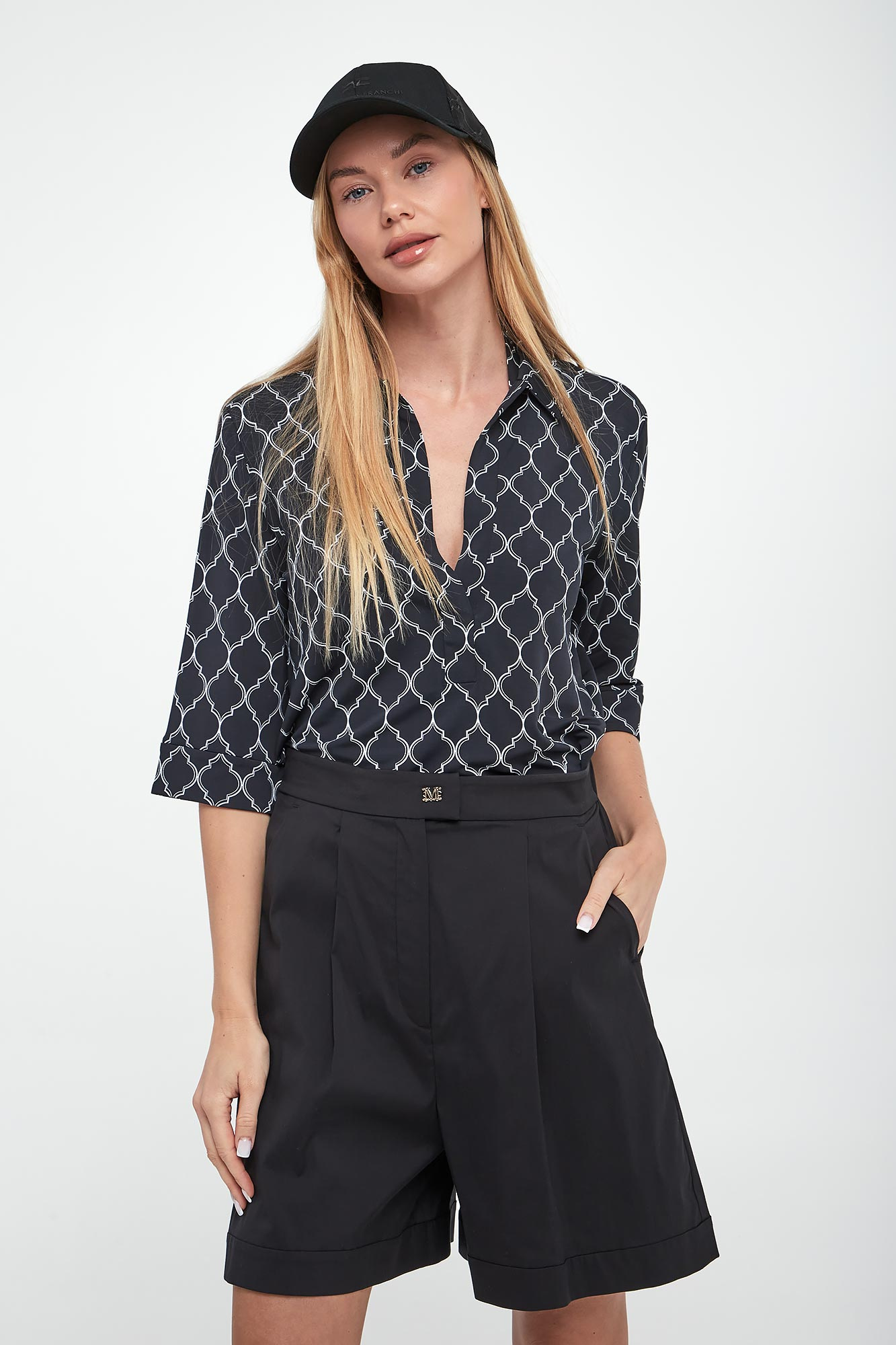 Bluzka damska Prugna MAX MARA BEACHWEAR Granatowy Regular