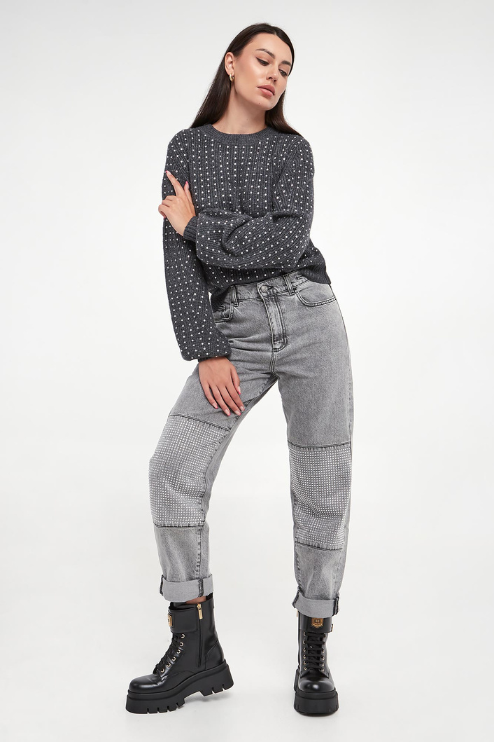 Jeansy damskie z cyrkoniami Mom1 MARELLA