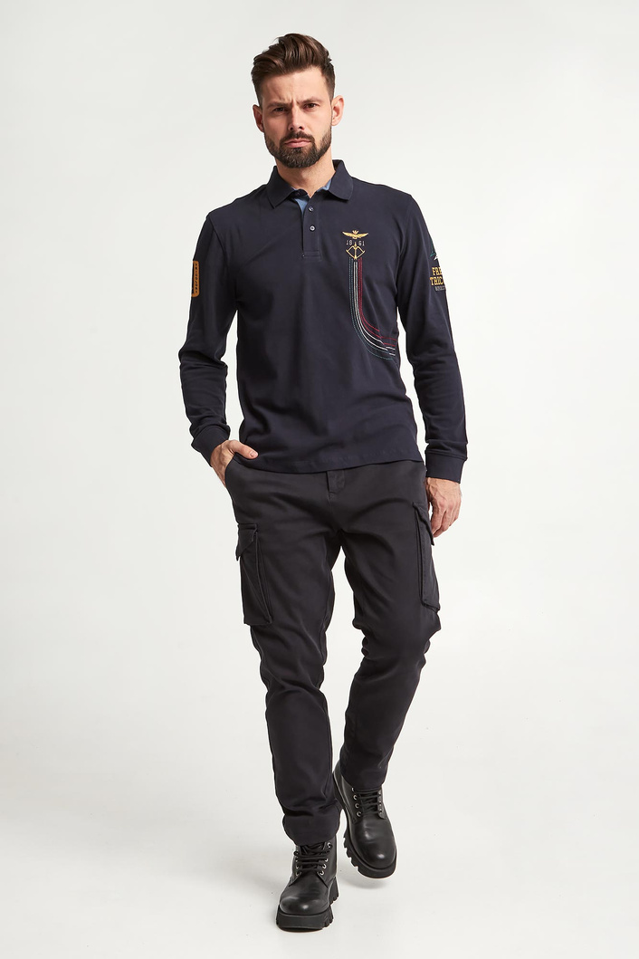 Longsleeve Polo męski AERONAUTICA MILITARE