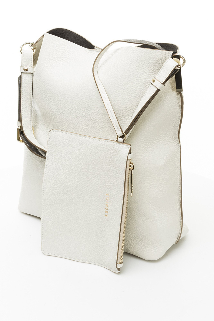 Kremowa shopperka skórzana TWINSET