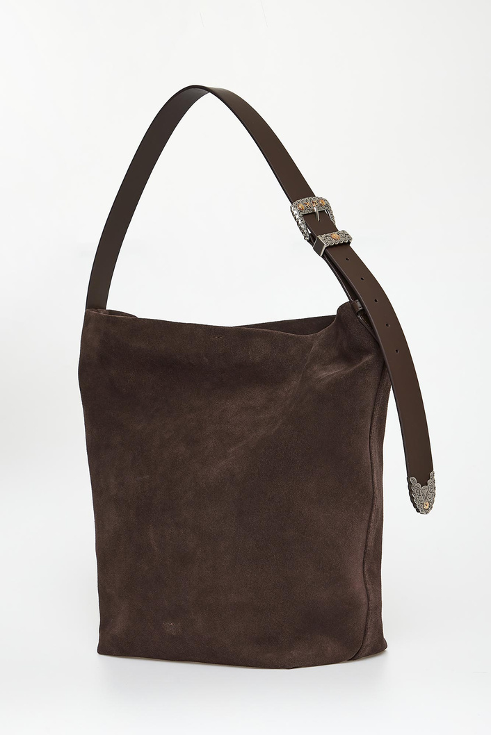 Torebka zamszowa Bucket Big Trittico PINKO