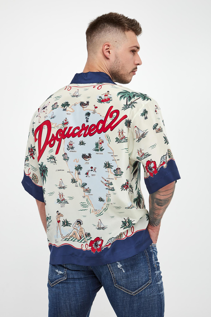 Koszula męska jedwabna ze wzorem DSQUARED2