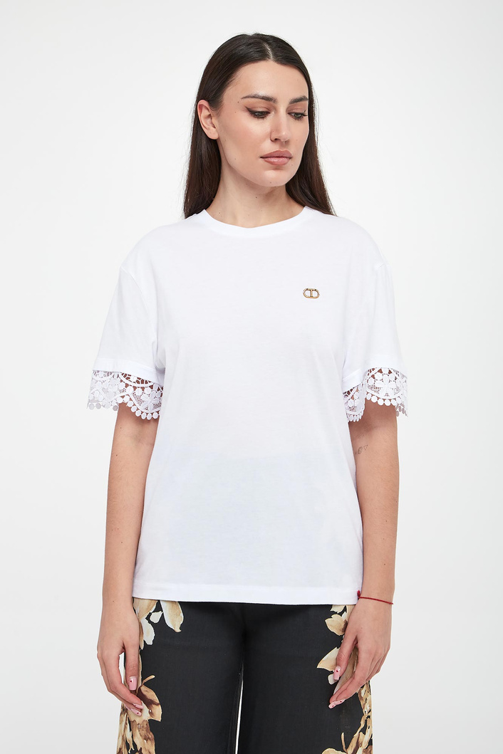 T-shirt damski z koronką TWINSET