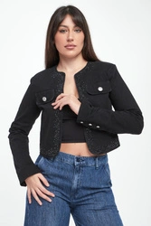 Kurtka jeansowa damska z kryształkami LIU JO