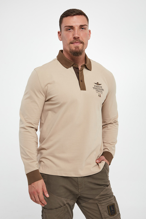 Longsleeve męski z kołnierzem polo AERONAUTICA MILITARE
