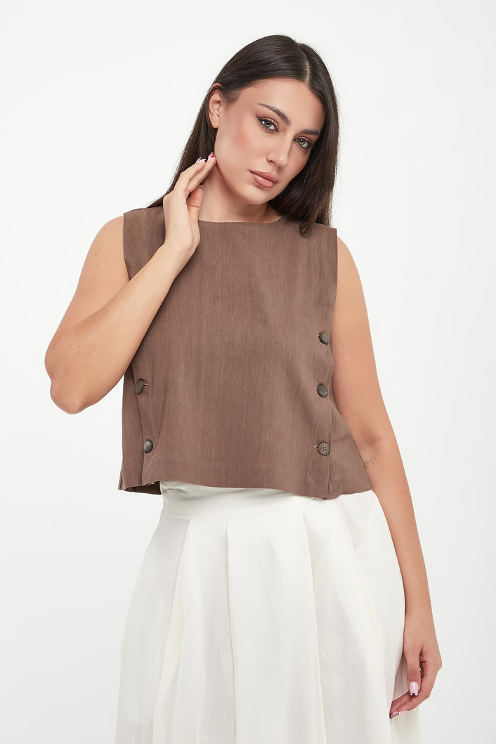 Top damski lniany Unione MARELLA MONOCHROME