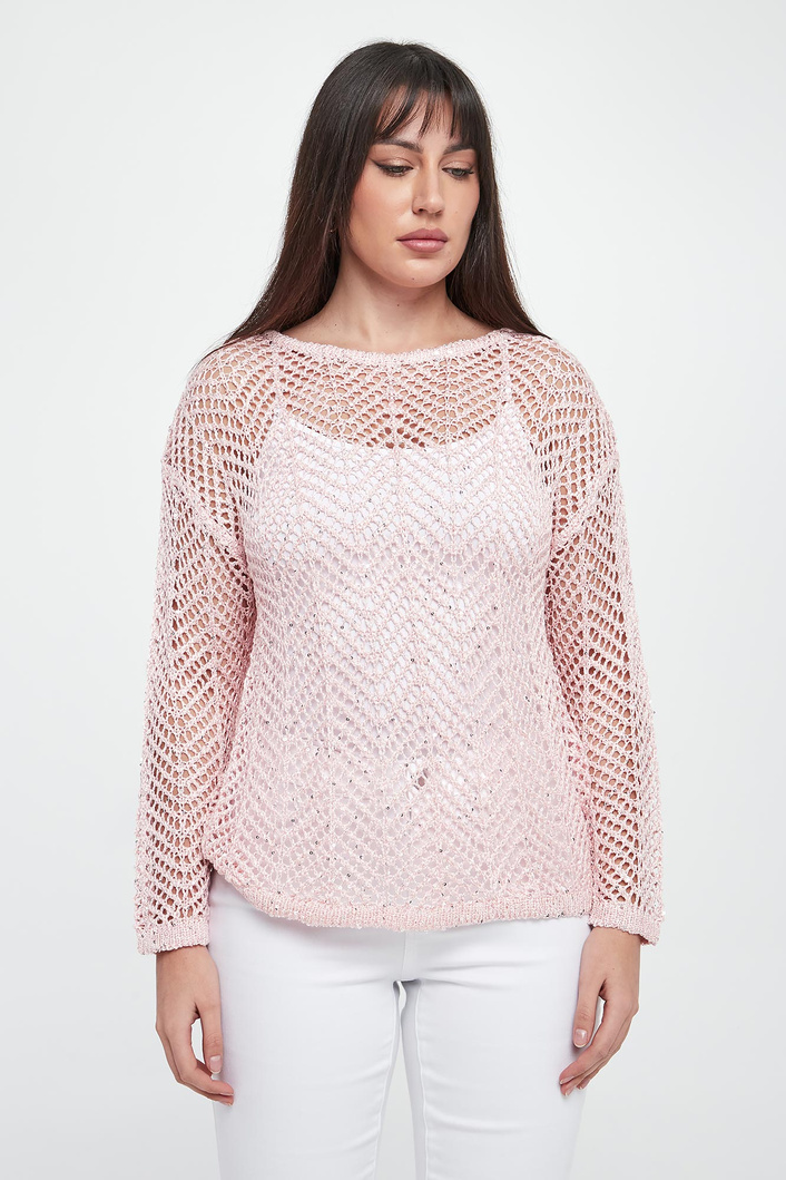 Sweter damski ażurowy z cekinami JOSEPH RIBKOFF