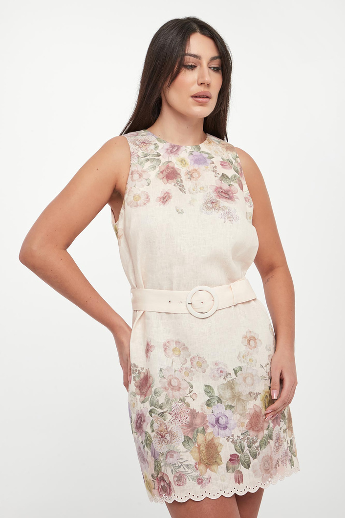 Sukienka lniana w kwiaty TWINSET