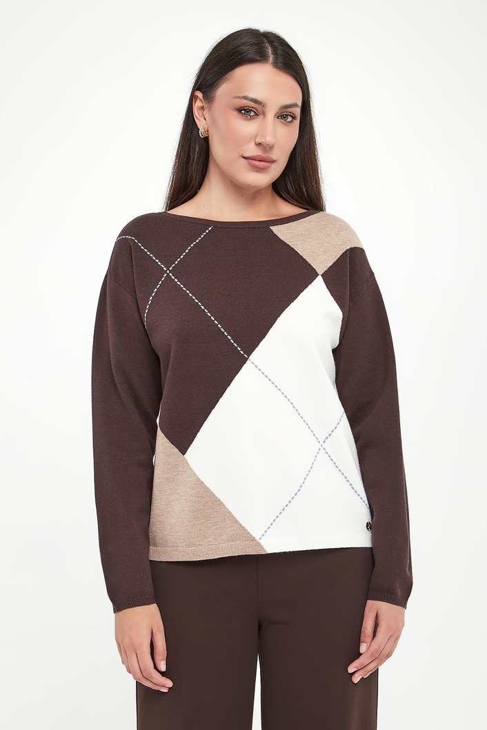 Sweter damski w romby JOSEPH RIBKOFF