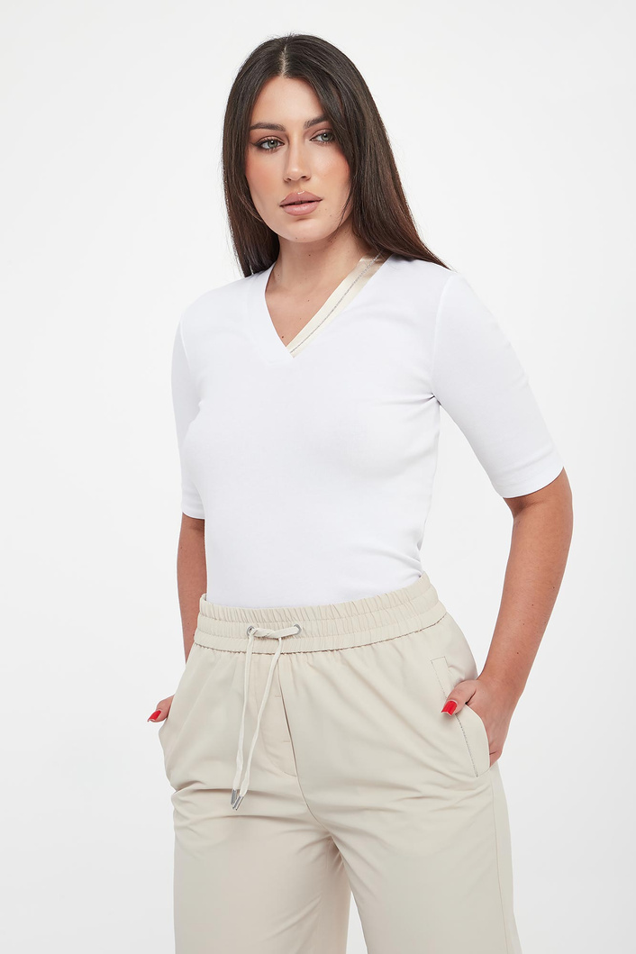 T-shirt damski prążkowany PESRICO